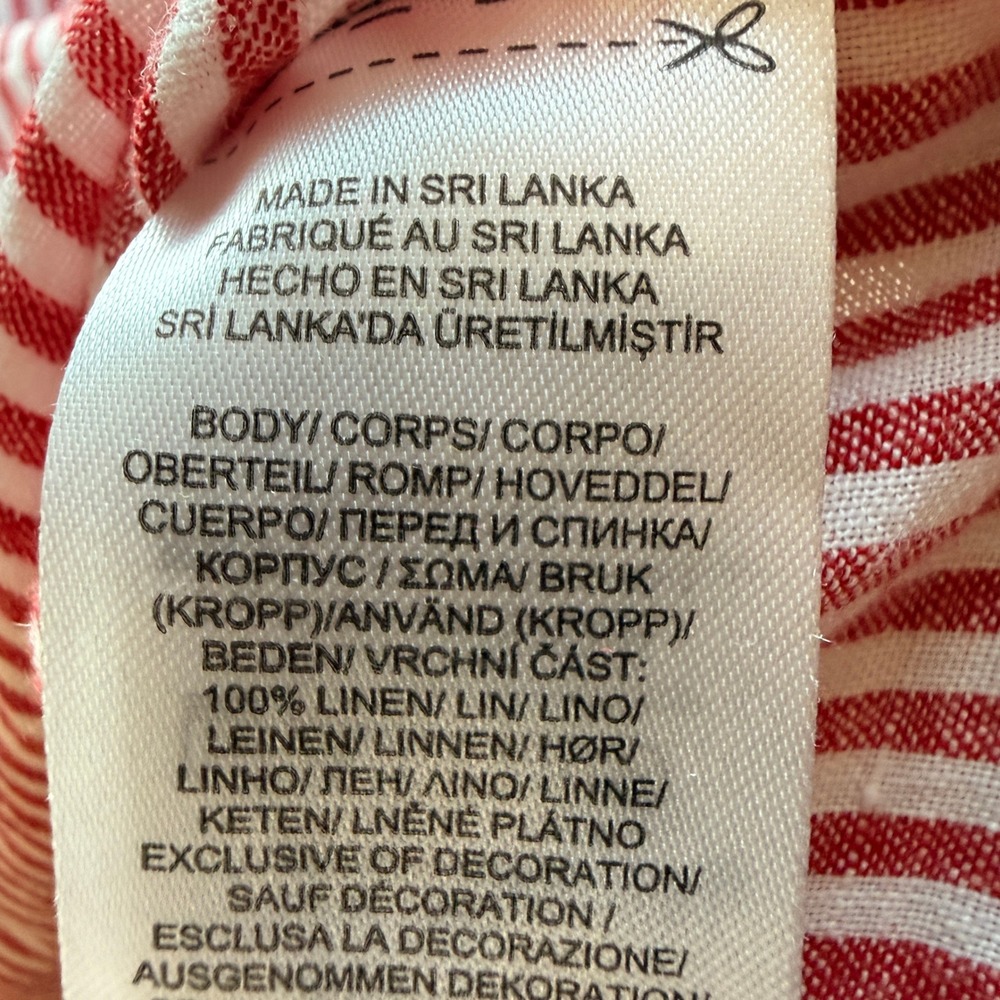 Lauren Ralph Lauren Women's Red/White Striped 100% Linen Top Size 1X - Picture 4 of 4